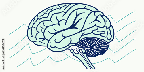 Transparent glass human brain with glowing neural pathways vector illustration