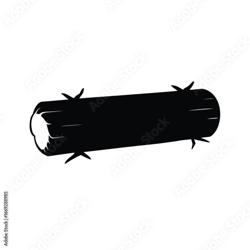 Large fallen tree log black silhouette vector illustration