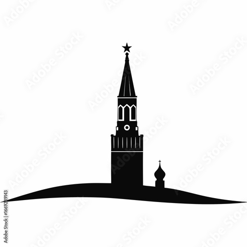 Silhouette of moscow kremlin russia landmark architecture building travel destination tourism cityscape vector