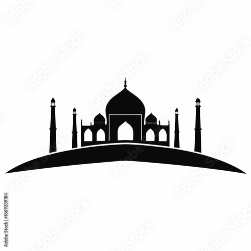 Taj mahal india silhouette vector illustration famous landmark monument architecture travel tourism icon design