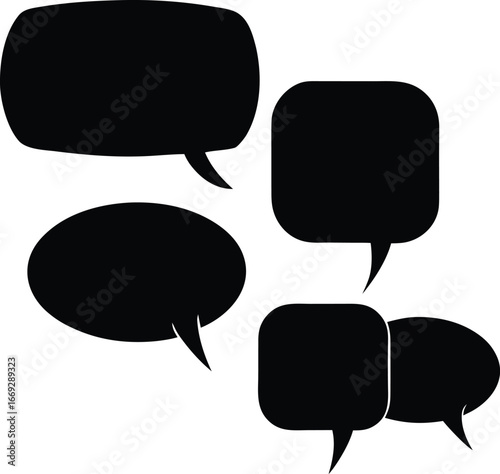 Versatile Black Speech Bubbles Design Elements for Communication and Dialogue