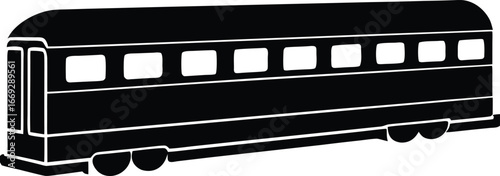 Black train silhouette on white background