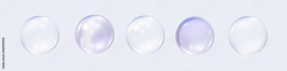 Fototapeta premium Collagen serum or essence drops. Hyaluronic acid. Collagen serum bubbles. Cosmetic essence. Concept skincare cosmetics solution.