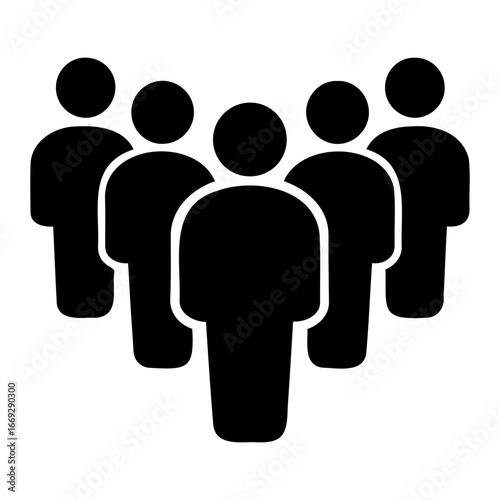 Business team meeting vector silhouette illustration of a group of people standing in a collective form on transparent background