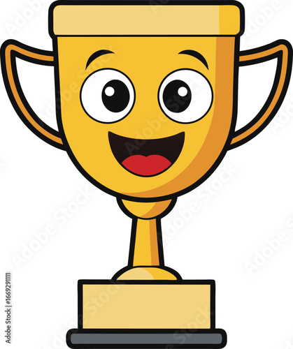 Trophy cup icon in flat style goblet prize vector illustration on isolated background