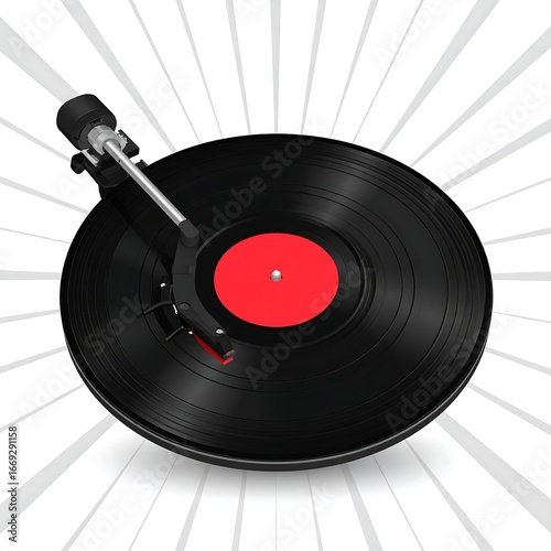 Vinyl Record Player Spinning, Close-up View