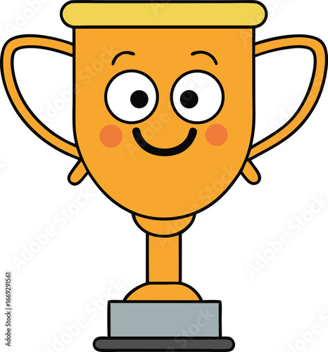 Trophy cup icon in flat style goblet prize vector illustration on isolated background