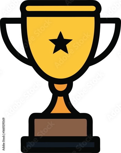 Trophy cup icon in flat style goblet prize vector illustration on isolated background