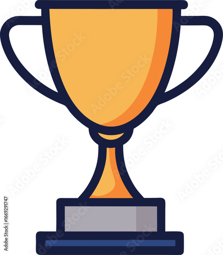 Trophy cup icon in flat style goblet prize vector illustration on isolated background