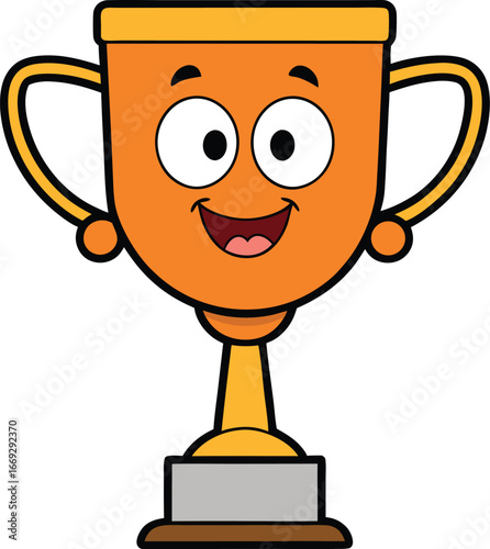 Trophy cup icon in flat style goblet prize vector illustration on isolated background