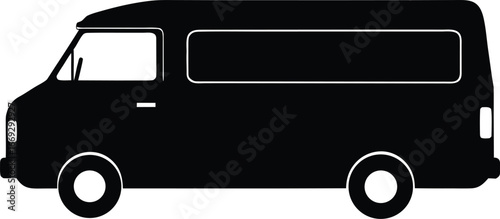 Retro mini bus icon vacation trip symbol