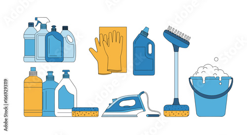 Keep your home sparkling clean with this set of essential cleaning supplies for an organized lifestyle