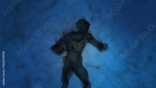 Concept animation of an evil spirit (built from particles) agonizing in a nightmare