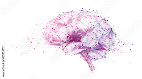Pink And Purple Pixelated Human Brain On Transparent Background, PNG