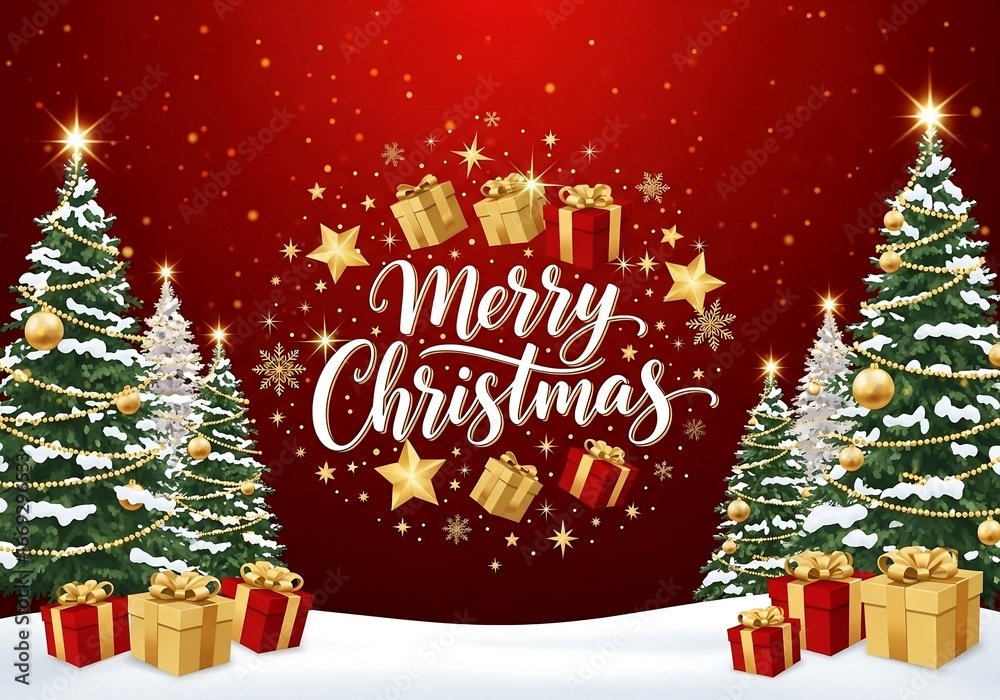 Obraz premium Winter Wonderland Scene with Gifts and 