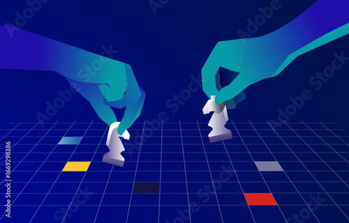 Chess game in progress Knight placement and strategy