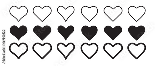 heart icons set. isolated on white background for love and romance theme.