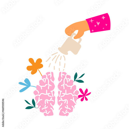Nourishing Mental Health and Brain Growth Concept.
