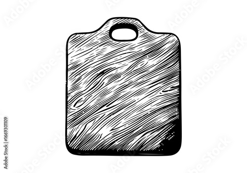 Wooden cutting board hand drawn sketch vector illustration