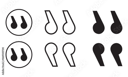 Quotation mark icon set. isolated on white background for web and app design.