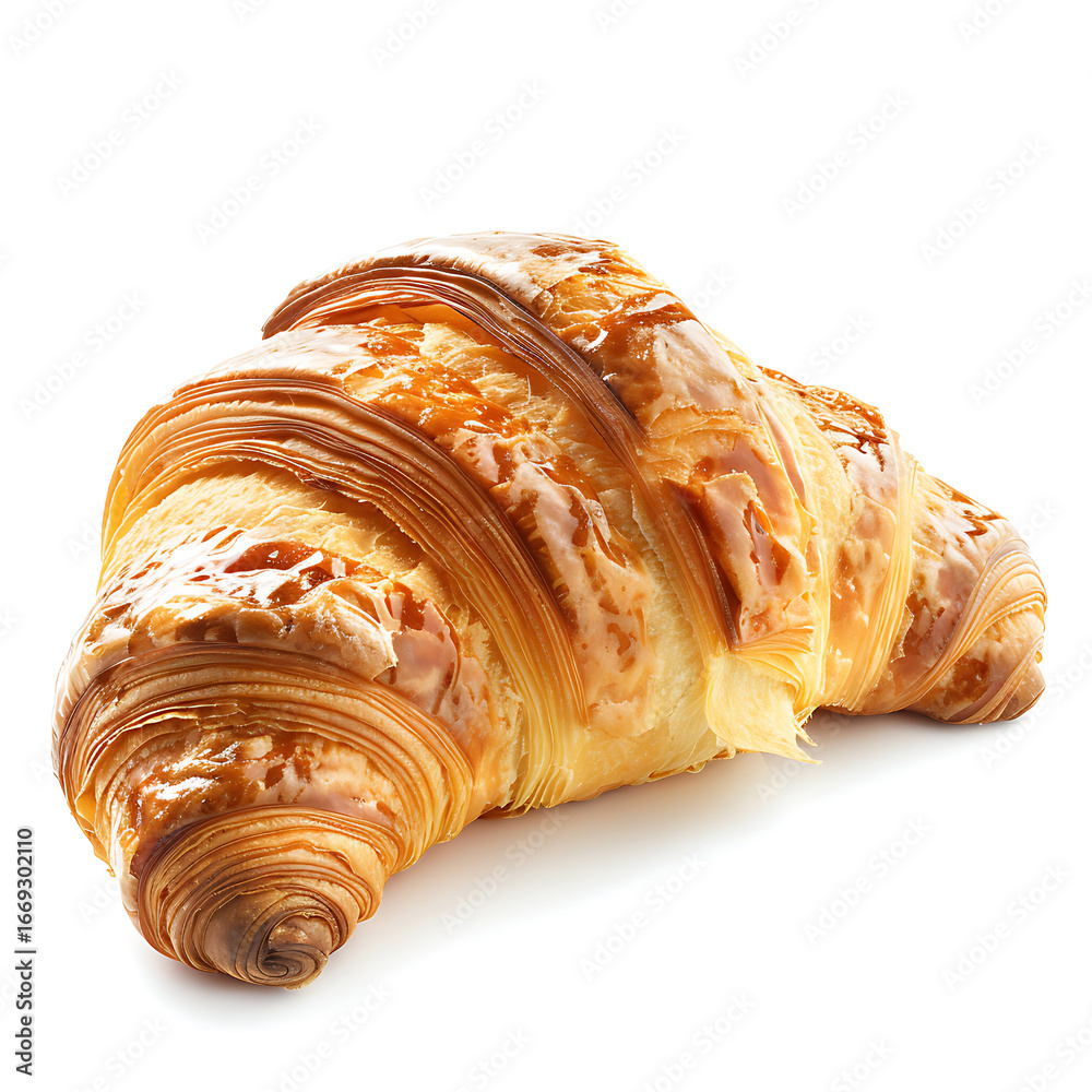 Fototapeta premium Golden, flaky croissant with a glossy finish