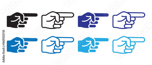 Hand Icon Set. Black & Blue Variants for UI, Web & Signage.