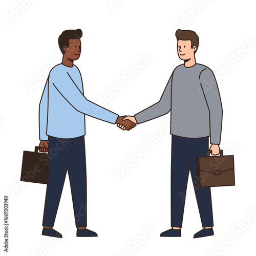 Professional diverse businessmen shaking hands in a successful business agreement, a concept of partnership and cooperation