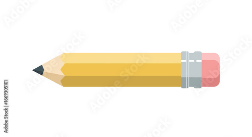 Simple Yellow Pencil Illustration with Eraser for Educational Resources and Creative Design Projects, Ideal for School Supplies, Writing Tools, and Artistic Representations