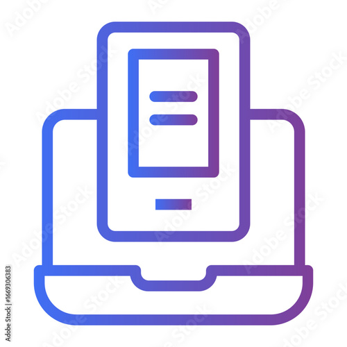 Gradient line icon illustrating responsive design with a smartphone and laptop, symbolizing cross-platform compatibility and digital technology