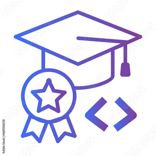 Graduation Cap, Award, and Coding Celebrating Academic Achievement in Programming