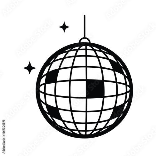 Sparkling disco ball with reflective surfaces and light effects