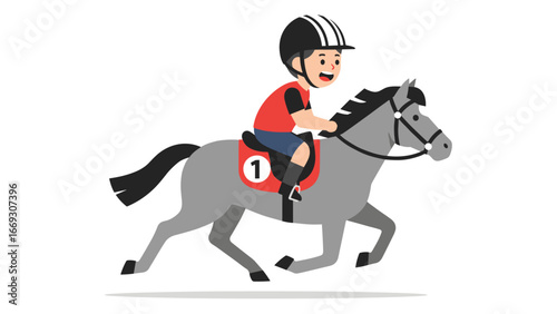 Flat illustration of Equestrian Champion A Joyful Ride