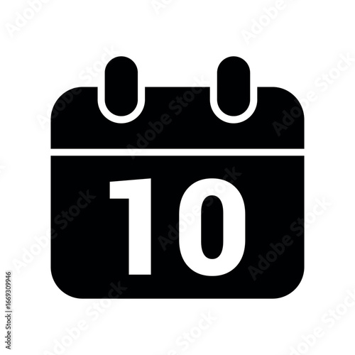 Black calendar icon with the tenth day displayed date