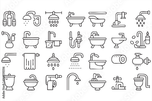Plumbing and Sanitary Icons Pack for Construction and Repair