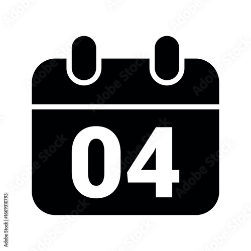 Calendar Icon With Number 04 date