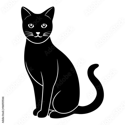 Wallpaper Mural Stylized black cat sitting elegantly on a white background Torontodigital.ca