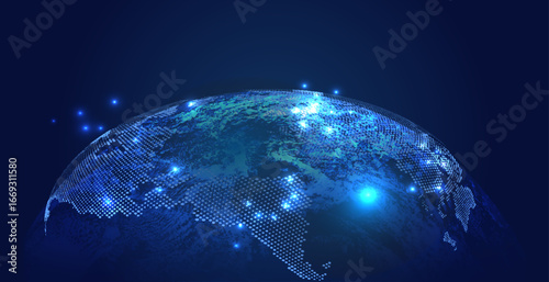 Global network connection. World map point and line composition concept of global business.