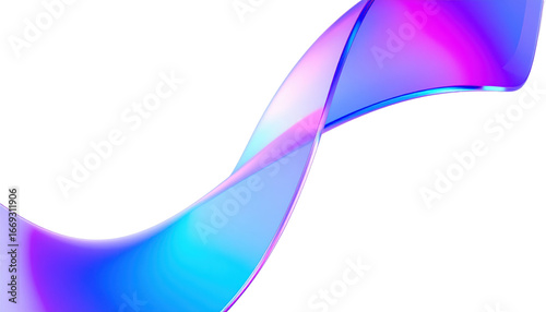 Abstract Flowing Ribbon of Color on White Background.