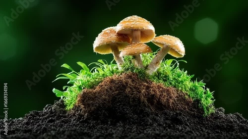 Mushroom Soil Green Plant Nature Growth Cluster Fresh Organic Forest Healthy Fungi Wild Environment