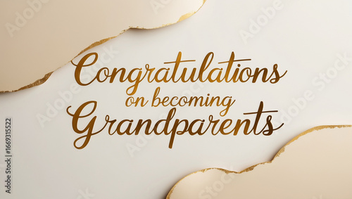 a greeting card featuring a beige background with a golden, cursive message that reads 
