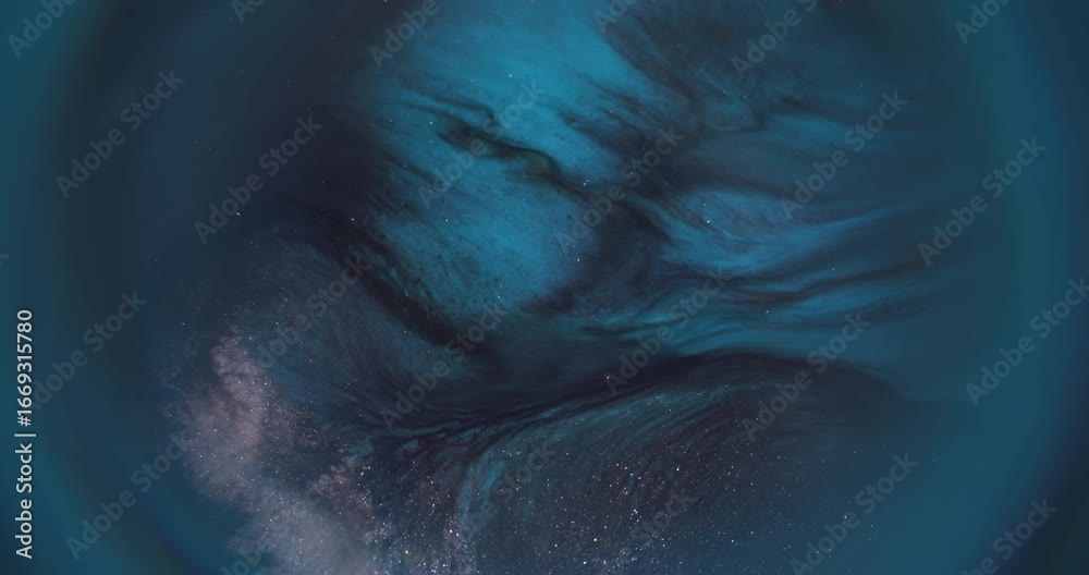 Spark glitter paint. Blur ripple background. Defocused blue color fluid ...
