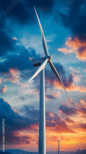 wind turbine at sunset
