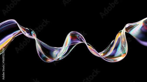 Wallpaper Mural Iridescent twisted wave stretching in both directions on a black background Torontodigital.ca