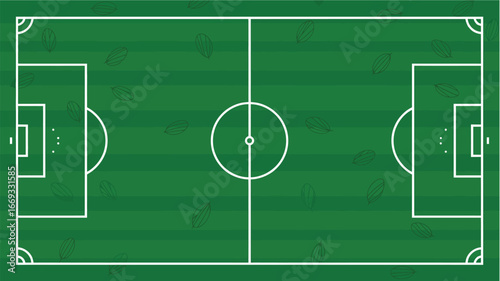 Green soccer field layout with white lines
