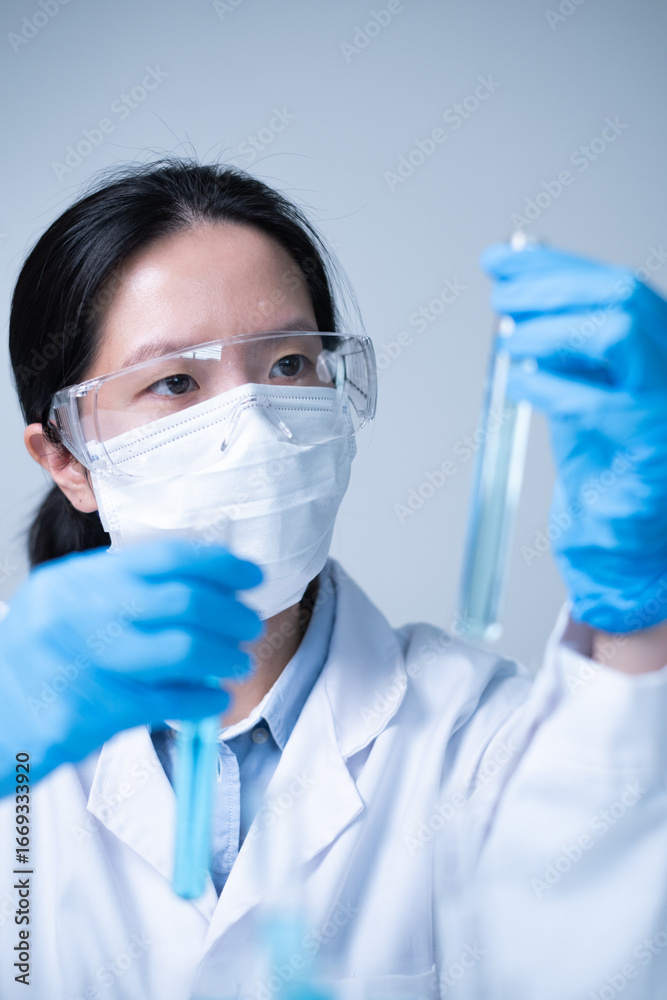 Fototapeta premium Woman doctor working in hospital laboratory research medicine test genetic analysis healthcare