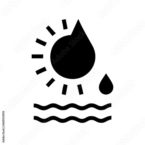 Silhouette Sun and Water Drop for Web and Graphic Design