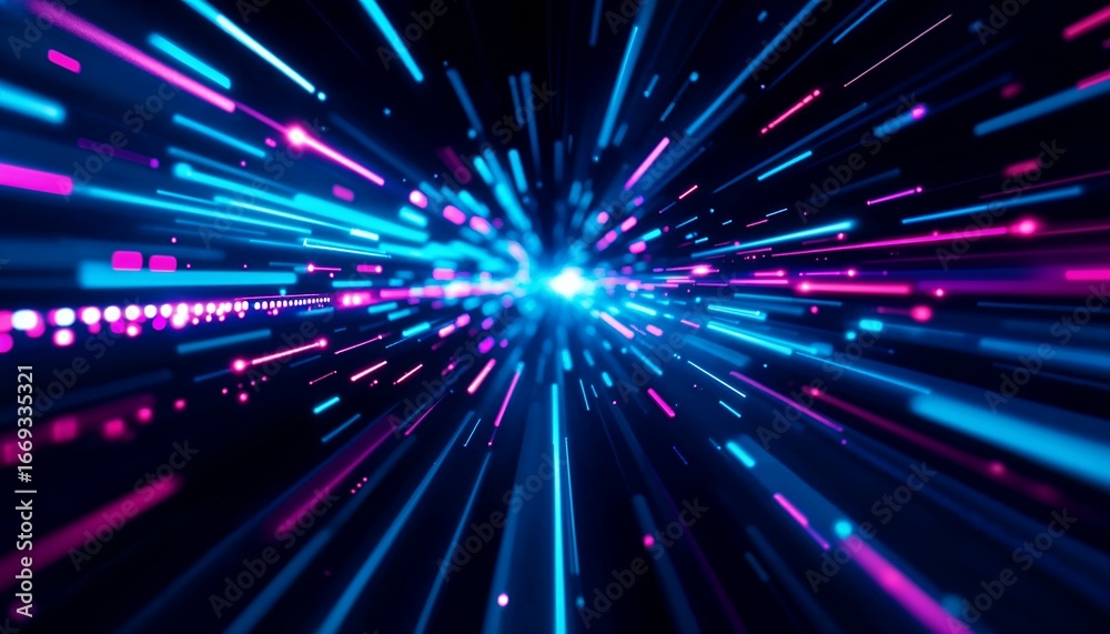 Naklejka premium ワープ航法のような光の抽象背景