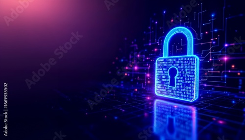 Wallpaper Mural 青く光るデジタル南京錠と回路網 Torontodigital.ca