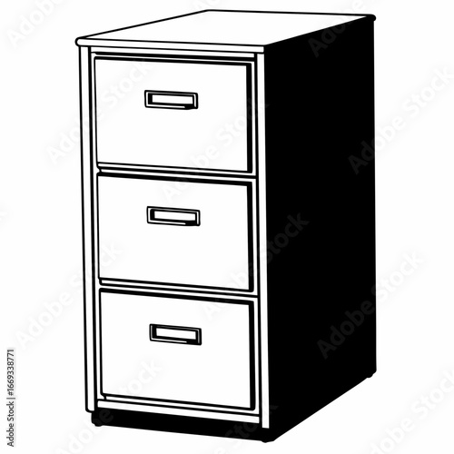 Vector art of threedrawer filing cabinet