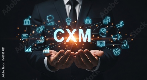 Elegant CXM solution presented by professional businessman